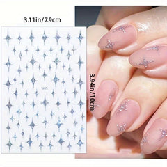 Stars Nail Art Stickers Decals 6 Sheets 3D Self Adhesive Nail Art Decoration