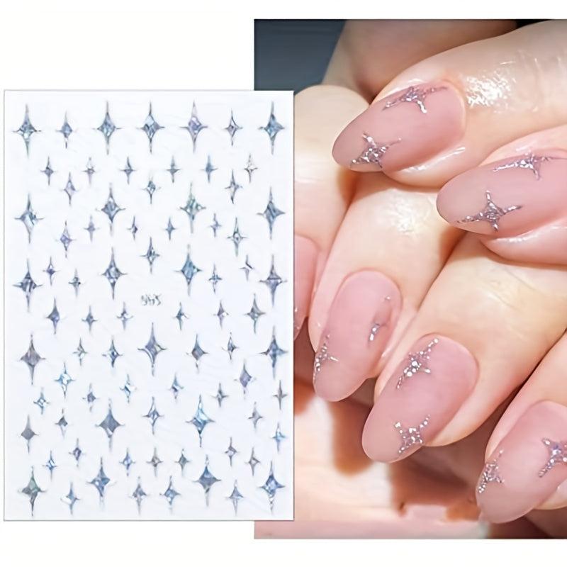 Stars Nail Art Stickers Decals 6 Sheets 3D Self Adhesive Nail Art Decoration