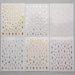 Stars Nail Art Stickers Decals 6 Sheets 3D Self Adhesive Nail Art Decoration