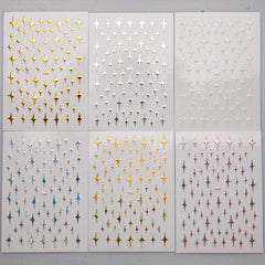 Stars Nail Art Stickers Decals 6 Sheets 3D Self Adhesive Nail Art Decoration