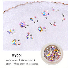 Flat Bottom Diamond Crystal Nail Jewelry Set
