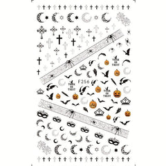 Halloween Nail Stickers Pumpkin Spider Bat Ghost Nail Decals Self Adhesive