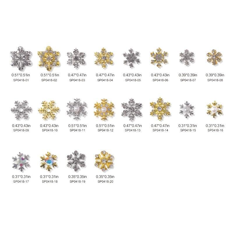 10 Pcs Alloy Snowflake Nail Charms for DIY Nail Decoration