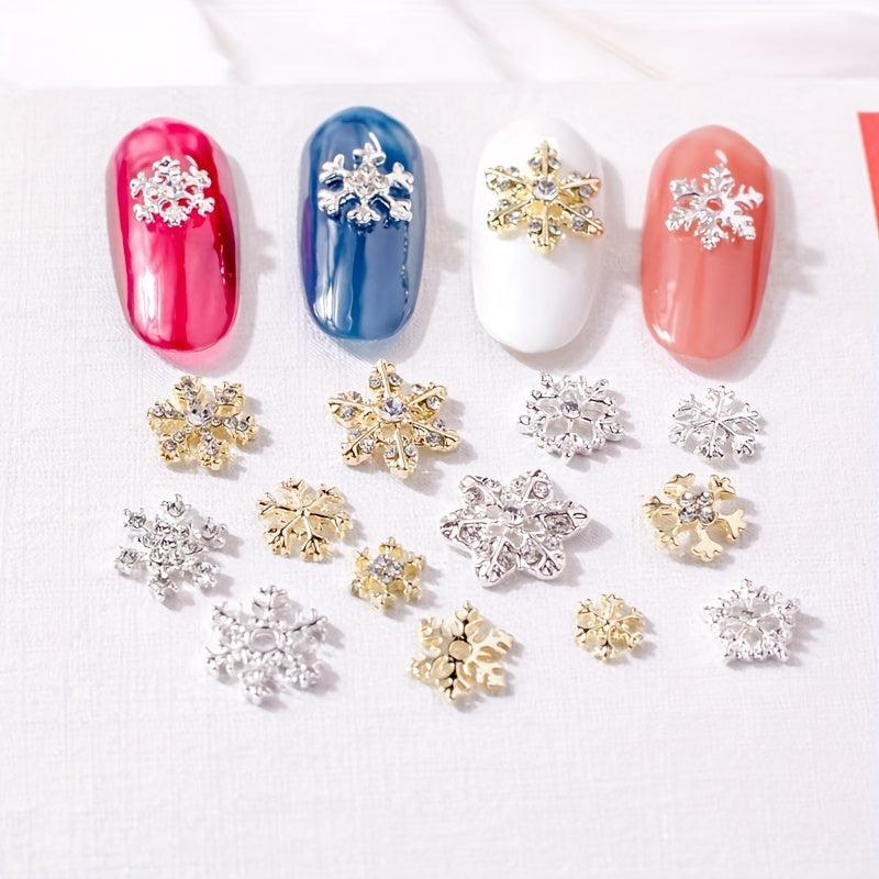 10 Pcs Alloy Snowflake Nail Charms for DIY Nail Decoration