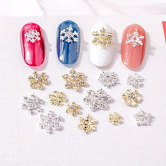 10 Pcs Alloy Snowflake Nail Charms for DIY Nail Decoration