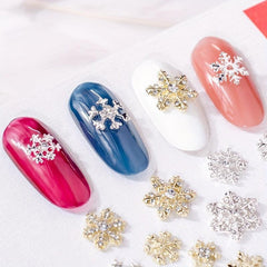 10 Pcs Alloy Snowflake Nail Charms for DIY Nail Decoration