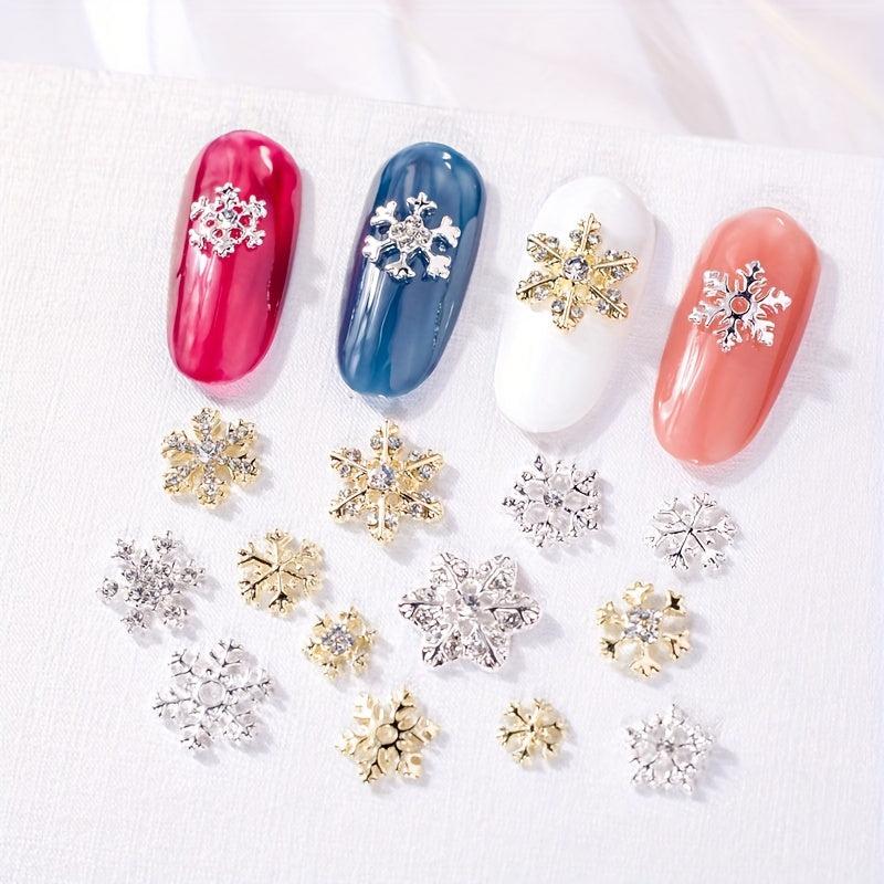 10 Pcs Alloy Snowflake Nail Charms for DIY Nail Decoration