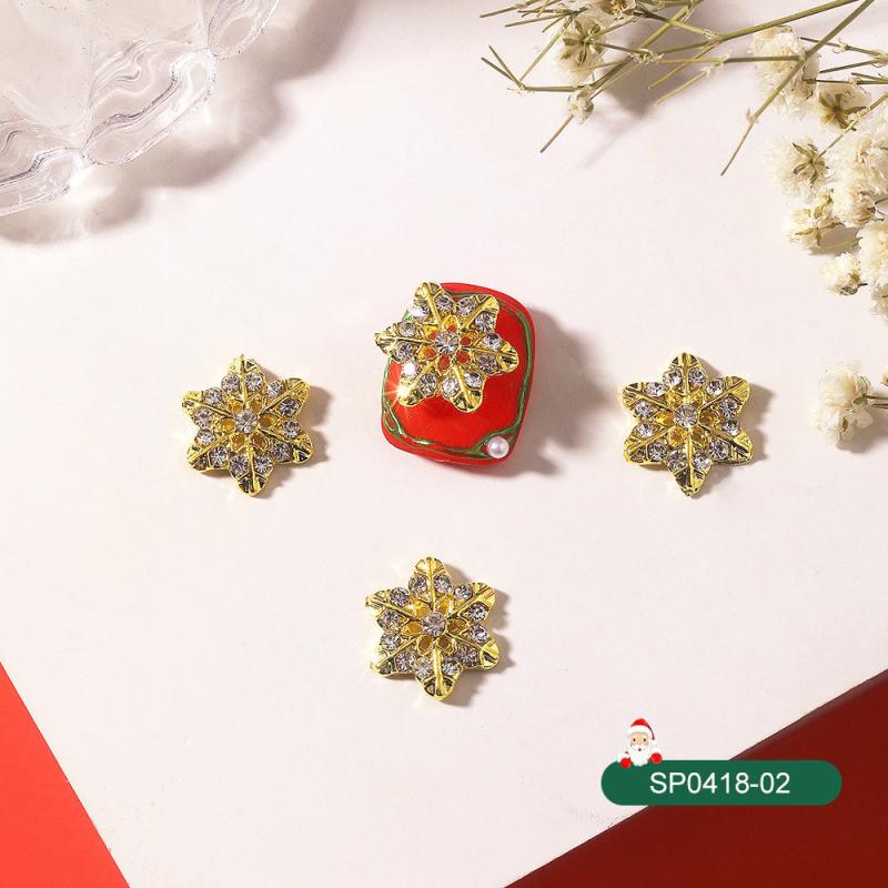 10 Pcs Alloy Snowflake Nail Charms for DIY Nail Decoration