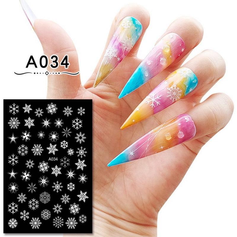 16pcs Christmas Nail Art Stickers Snowflake Reindeer Self Adhesive Decals