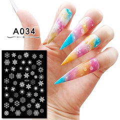 16pcs Christmas Nail Art Stickers Snowflake Reindeer Self Adhesive Decals