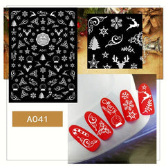 16pcs Christmas Nail Art Stickers Snowflake Reindeer Self Adhesive Decals