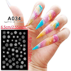 16pcs Christmas Nail Art Stickers Snowflake Reindeer Self Adhesive Decals