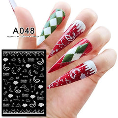 16pcs Christmas Nail Art Stickers Snowflake Reindeer Self Adhesive Decals