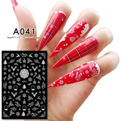 16pcs Christmas Nail Art Stickers Snowflake Reindeer Self Adhesive Decals