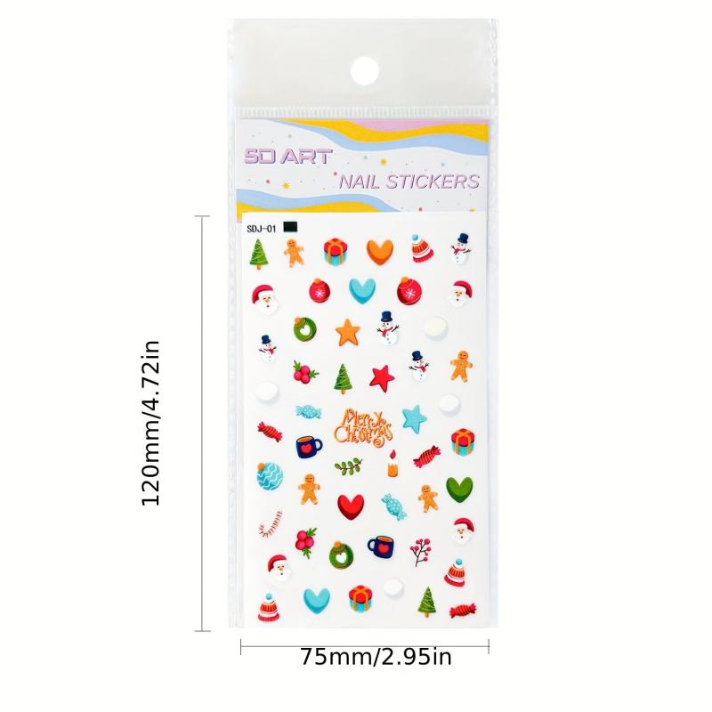 4pcs Halloween Christmas Nail Art Stickers Self Adhesive Nail Art Supplies