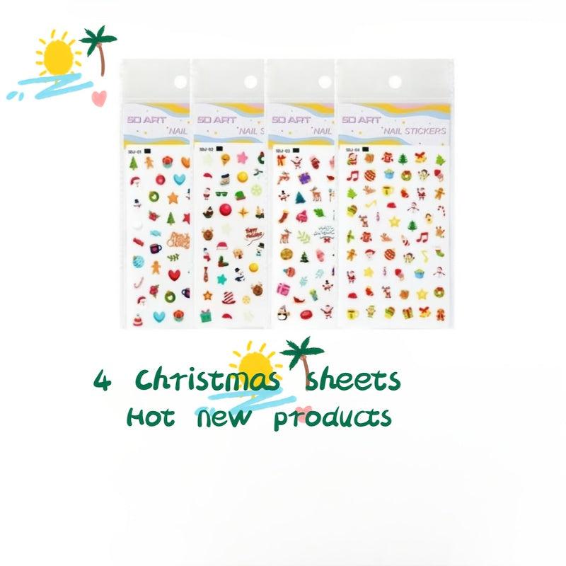 4pcs Halloween Christmas Nail Art Stickers Self Adhesive Nail Art Supplies