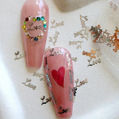 Golden Love Letter Nail Charms for Women Nail Art Decoration