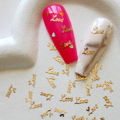 Golden Love Letter Nail Charms for Women Nail Art Decoration