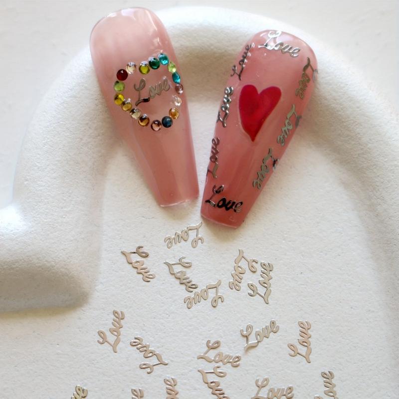 Golden Love Letter Nail Charms for Women Nail Art Decoration