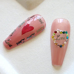 Golden Love Letter Nail Charms for Women Nail Art Decoration