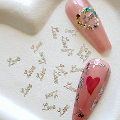 Golden Love Letter Nail Charms for Women Nail Art Decoration