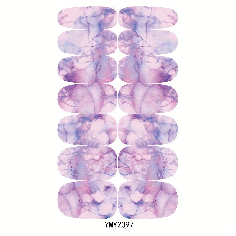 10 Sheets Marble Nail Polish Stickers Self-Adhesive Nail Decal Strips