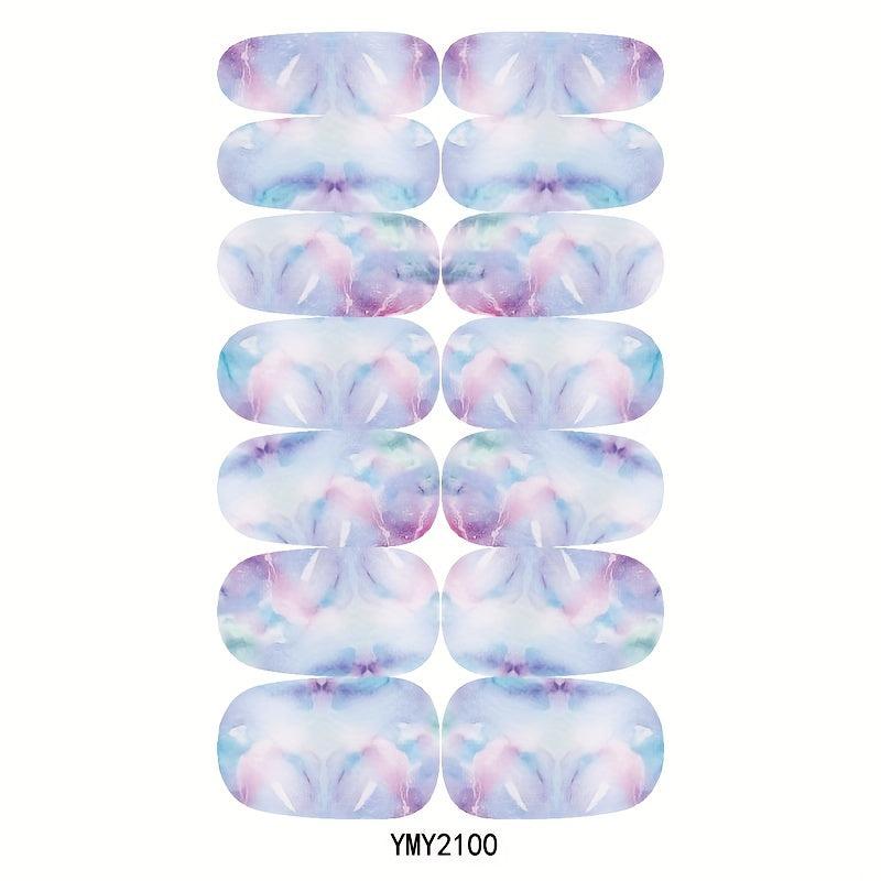 10 Sheets Marble Nail Polish Stickers Self-Adhesive Nail Decal Strips
