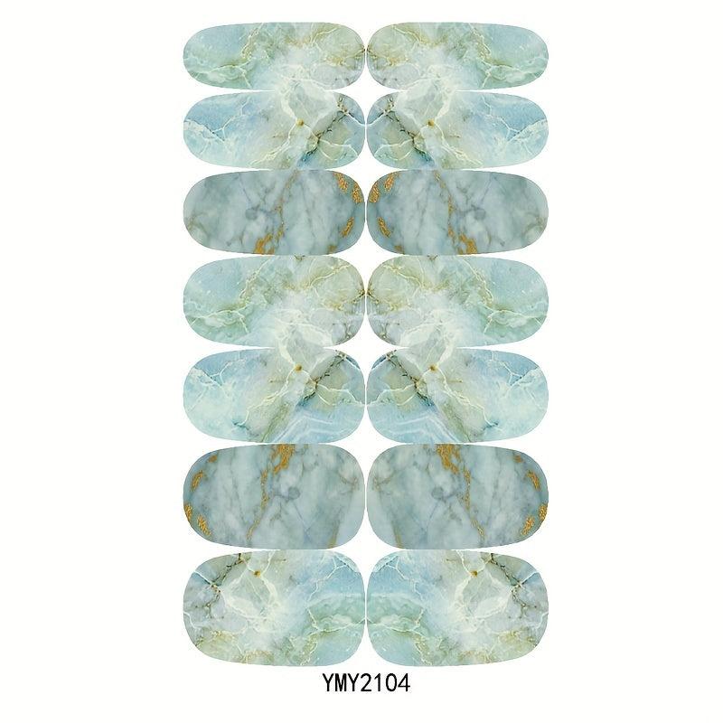 10 Sheets Marble Nail Polish Stickers Self-Adhesive Nail Decal Strips