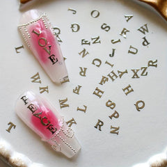 Golden Letter Nail Charms 3D Metal Slices for Nail Art DIY