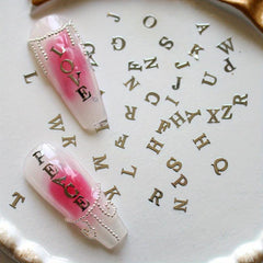Golden Letter Nail Charms 3D Metal Slices for Nail Art DIY
