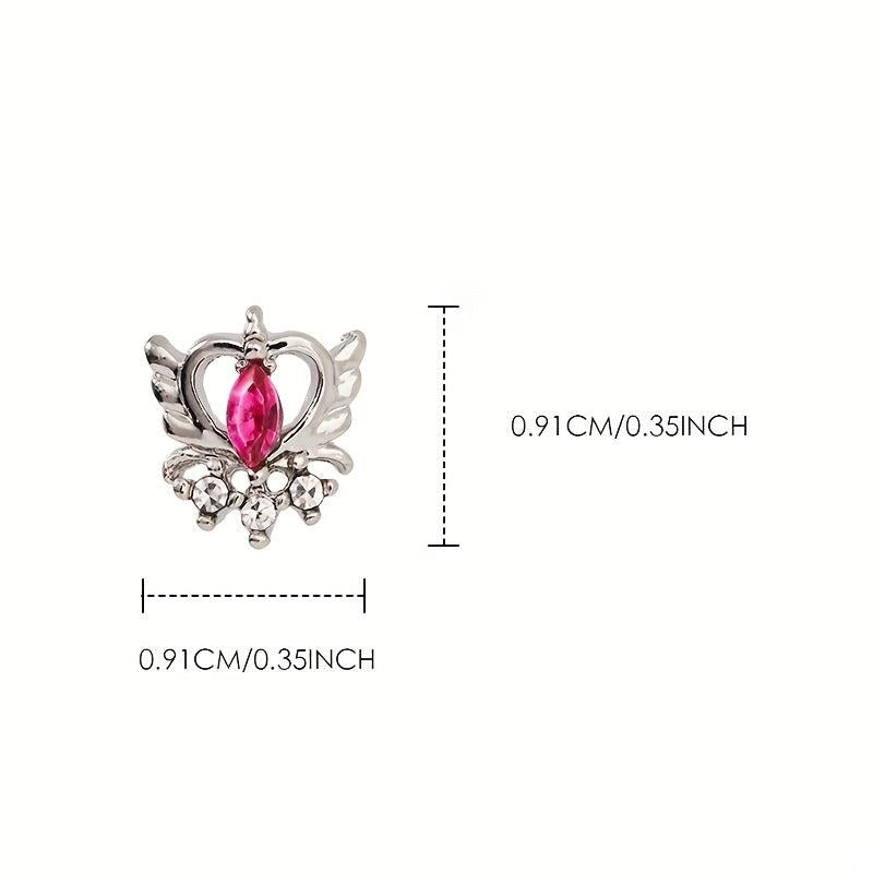 Silver Heart Pearl Crystal Dangle Nail Art Charms