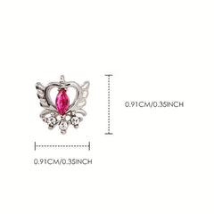 Silver Heart Pearl Crystal Dangle Nail Art Charms