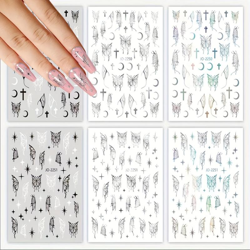 6pcs 3D Butterfly Nail Art Stickers Self Adhesive Nail Art Supplies