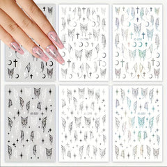 6pcs 3D Butterfly Nail Art Stickers Self Adhesive Nail Art Supplies