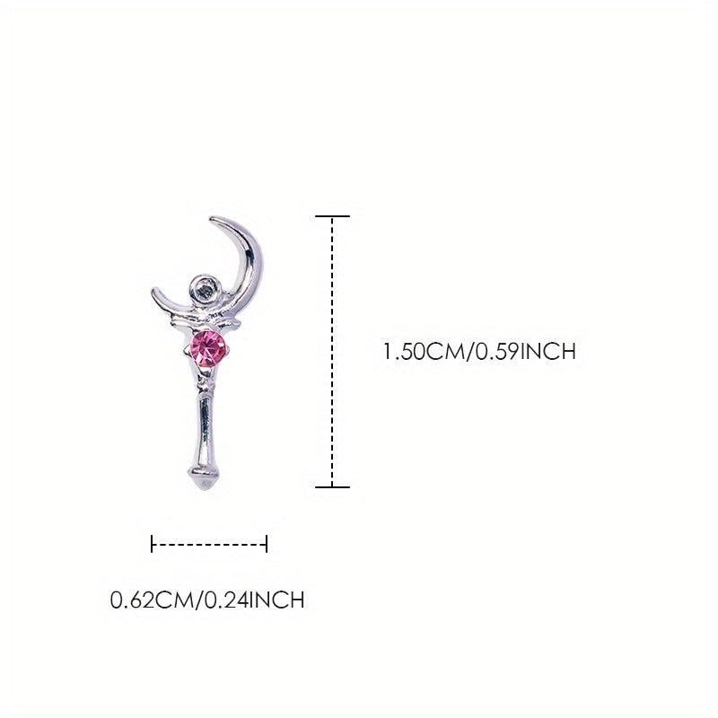 5 pcs 3D Moon Crystal Rhinestone Nail Charms for DIY Nail and Jewelry Making