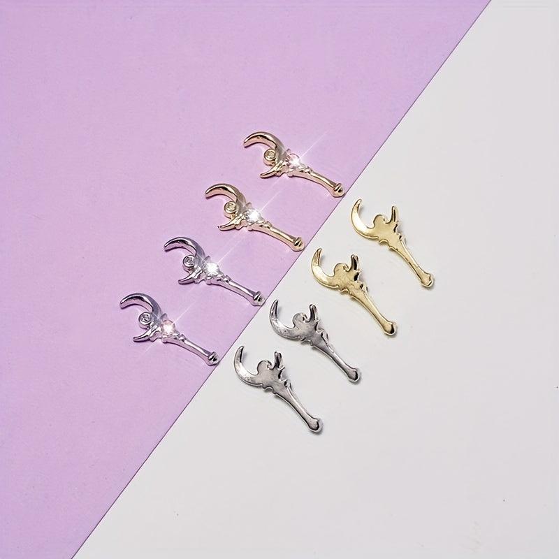 5 pcs 3D Moon Crystal Rhinestone Nail Charms for DIY Nail and Jewelry Making