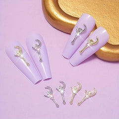 5 pcs 3D Moon Crystal Rhinestone Nail Charms for DIY Nail and Jewelry Making