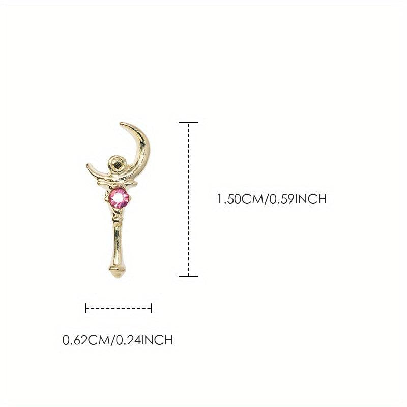 5 pcs 3D Moon Crystal Rhinestone Nail Charms for DIY Nail and Jewelry Making