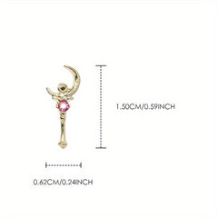 5 pcs 3D Moon Crystal Rhinestone Nail Charms for DIY Nail and Jewelry Making