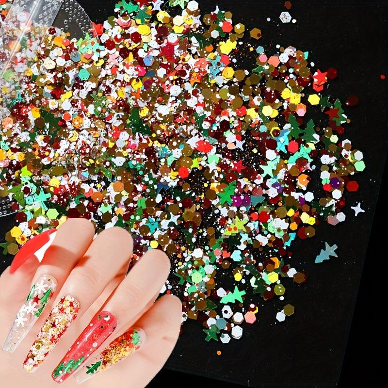 Christmas Nail Glitter Snowflake Hexagon Shape Nail Art Decoration