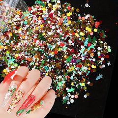 Christmas Nail Glitter Snowflake Hexagon Shape Nail Art Decoration