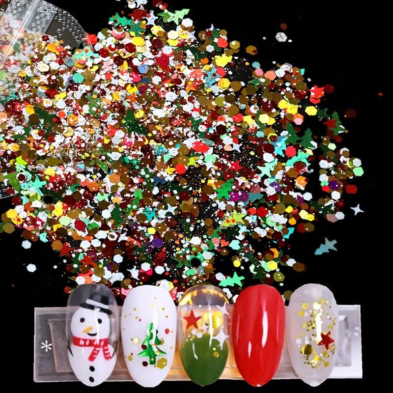 Christmas Nail Glitter Snowflake Hexagon Shape Nail Art Decoration