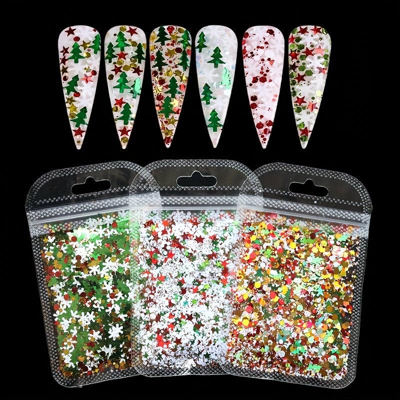 Christmas Nail Glitter Snowflake Hexagon Shape Nail Art Decoration