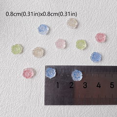 30pcs 3D Luminous Camellia Nail Charms Crystal Glow In The Dark Nail Art Decor