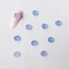30pcs 3D Luminous Camellia Nail Charms Crystal Glow In The Dark Nail Art Decor