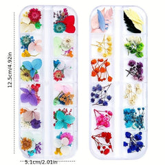 Dried Flowers Nail Decorations Jewelry 3D Nail Art Designs