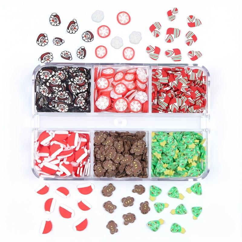 Christmas Nail Art Charms Red Socks Hats Polymer Clay Winter Xmas Decoration