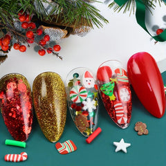 Christmas Nail Art Charms Red Socks Hats Polymer Clay Winter Xmas Decoration