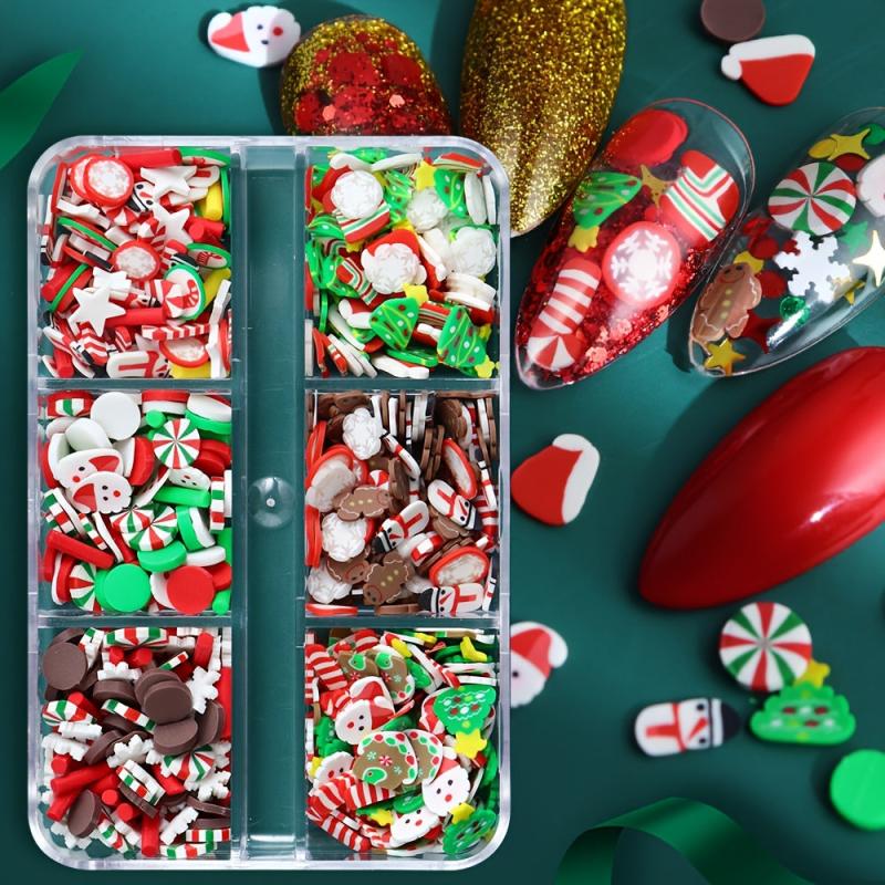 Christmas Nail Art Charms Red Socks Hats Polymer Clay Winter Xmas Decoration