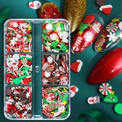 Christmas Nail Art Charms Red Socks Hats Polymer Clay Winter Xmas Decoration